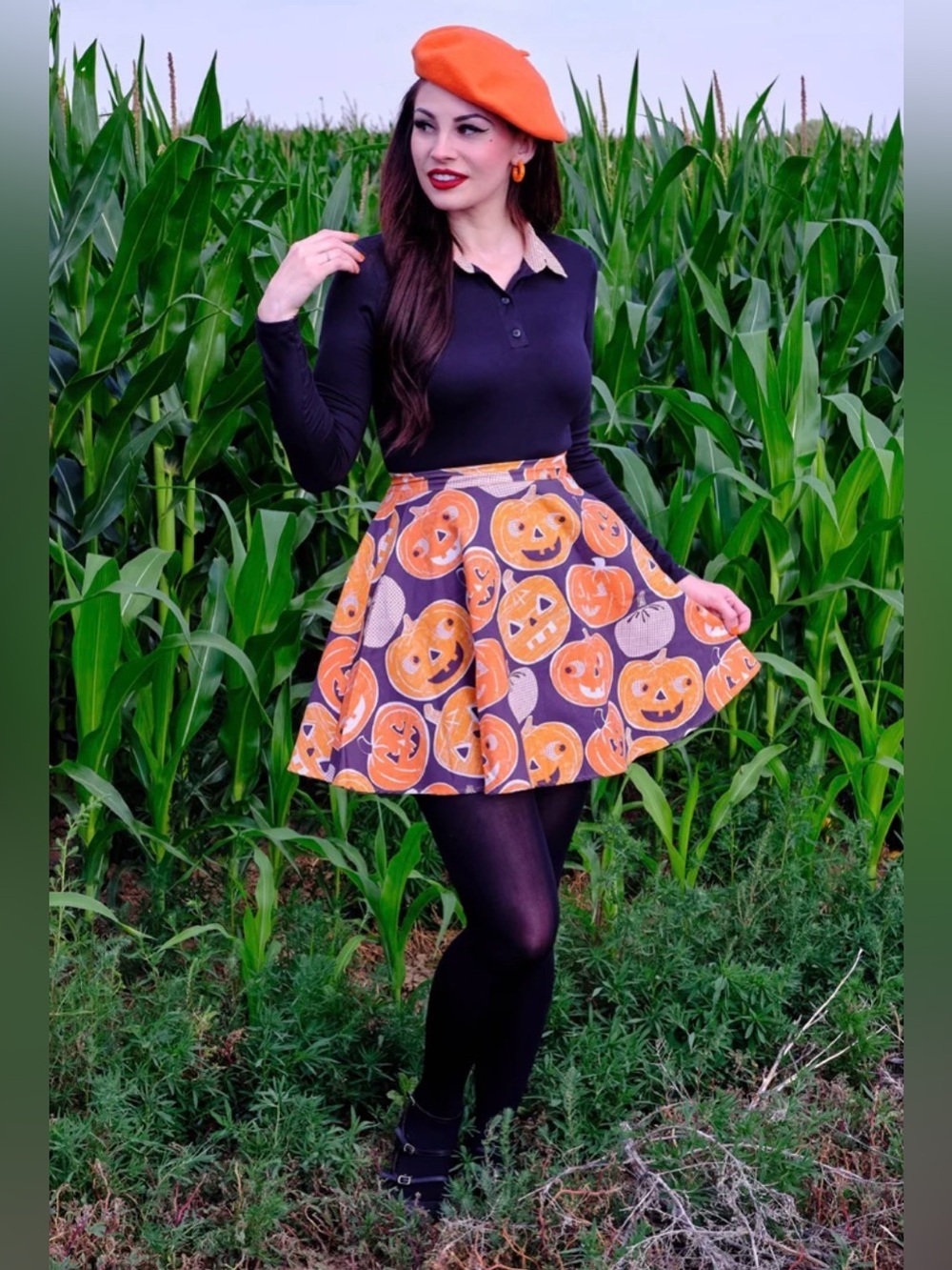 Retro Licious Halloween Jack O Lantern skirt